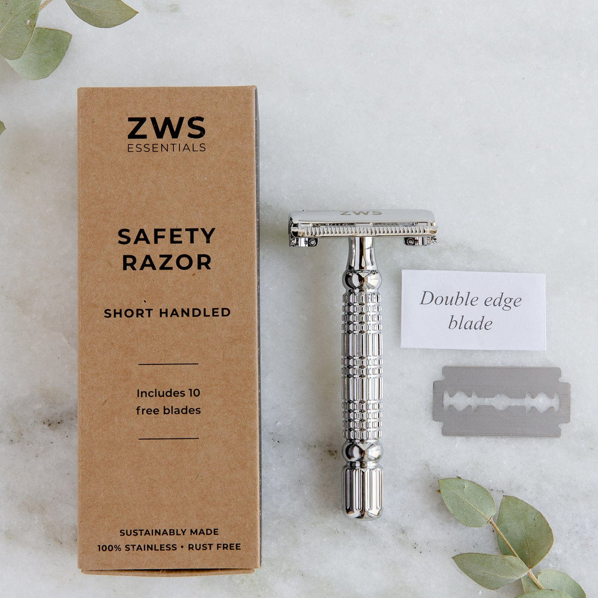 Bluefish Zero Razor Zero Waste Safety Razor - Sustainable Razor - Single Blade, 10 Free Bl ...