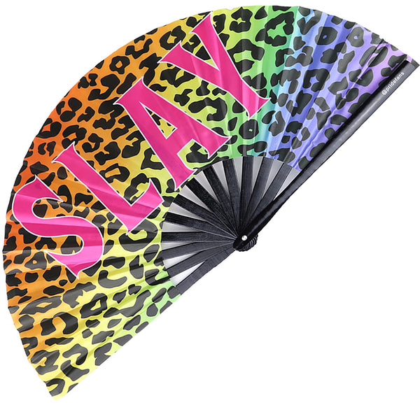 Pride Fans brand large bamboo fabric folding hand fan. Drag Queen Fans. Clack Festival Fans. Daddy Fans. Gay Fans. LGBTQ Pride Rainbow Fans.